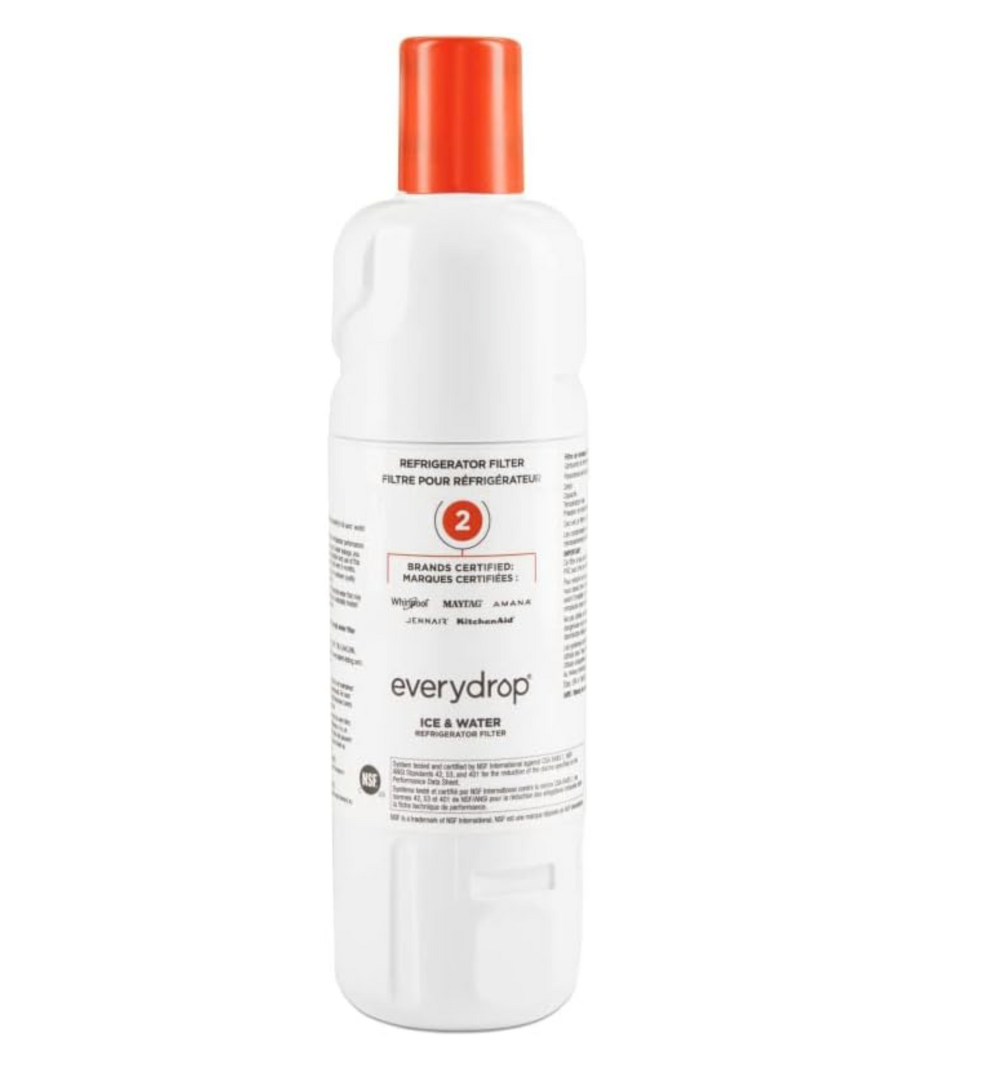 Everydrop by Whirlpool Ice and Water Refrigerator Filter 2, EDR2RXD1, Single-Pack Orange