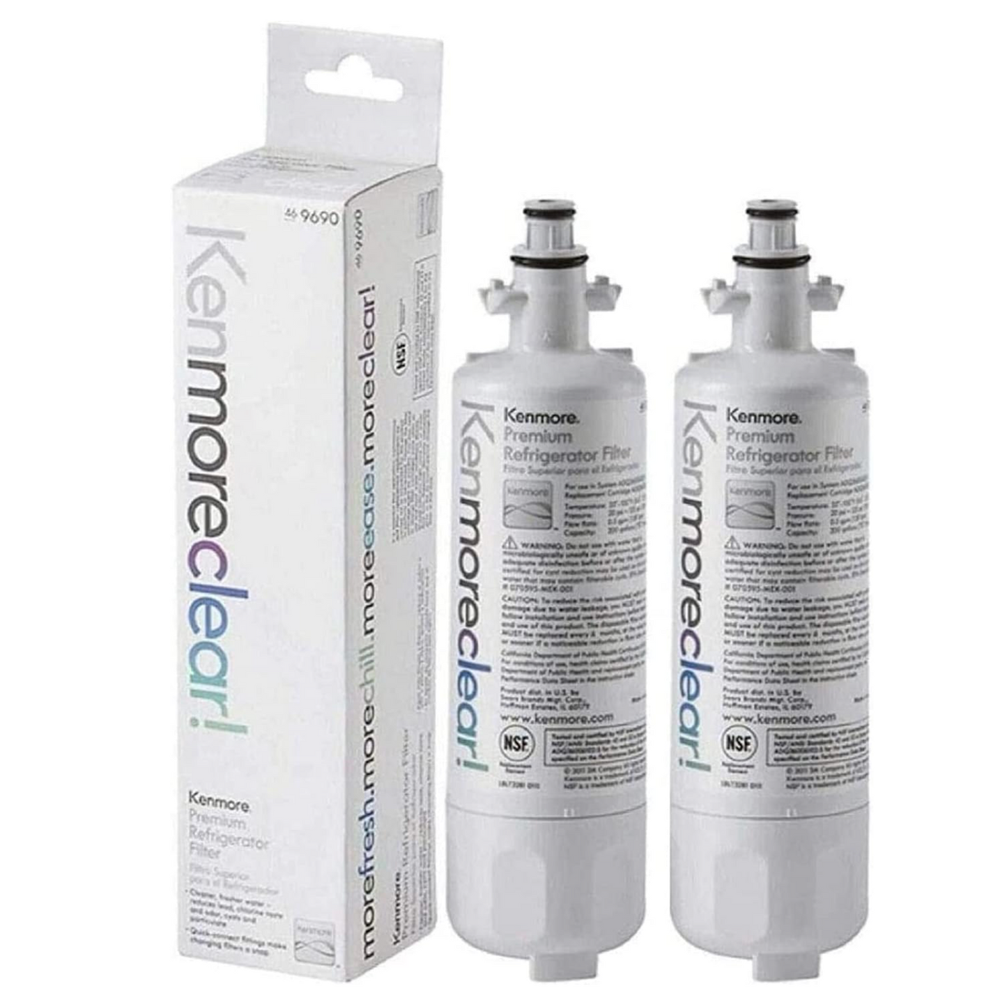 9690 Refrigerator Water Filter,Compatible for kenmore 9690,46-9690,469690 Refrigerator Water Filter white (2-Pack)