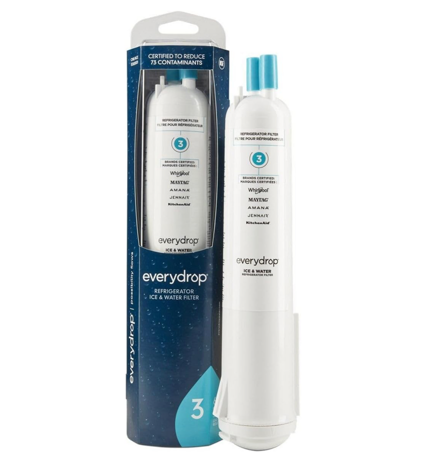 Everydrop by Whirlpool Ice and Water Refrigerator Filter 3, EDR3RXD1, Single-Pack Blue